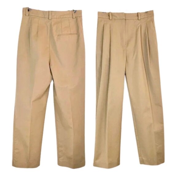 Mango MNG Pleated Beige Classic High Trousers – Pants Size US 4 - Picture 3 of 10
